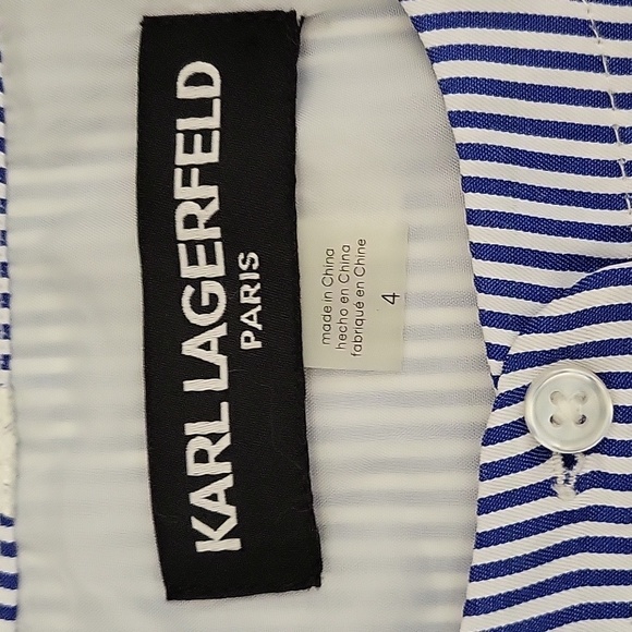 KARL LAGERFELD PINSTRIP POLKA DOT DRESS - Picture 7 of 11